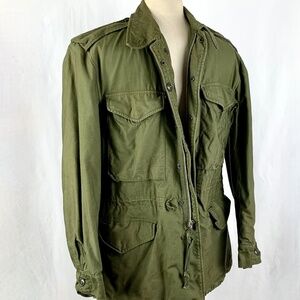 Vintage 1958 Army Military Field Coat SR Green Southern Athletic Sateen Cotton
